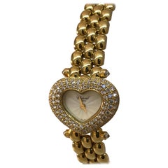 Chopard Ladies Yellow Gold Diamond Heart Shaped Bracelet Wristwatch