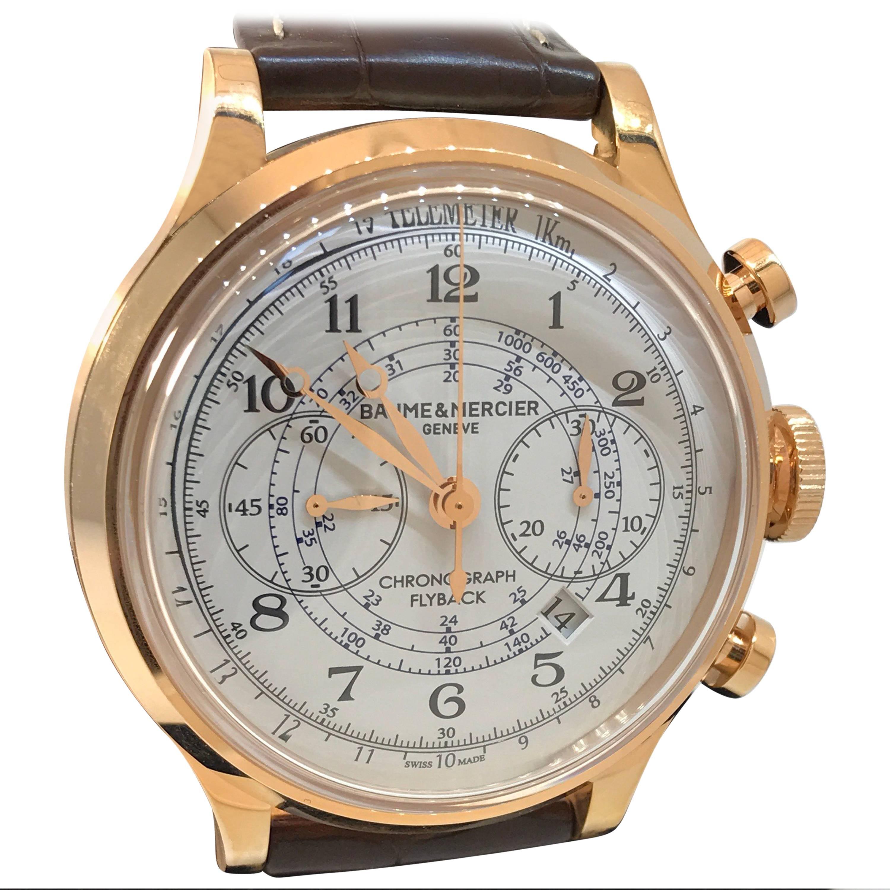 Baume and Mercier Rose Gold Capeland Flyback automatic Wristwatch