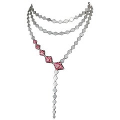 Youmna Fine Jewellery 18 Karat White Gold Harlequin Necklace with Rubies