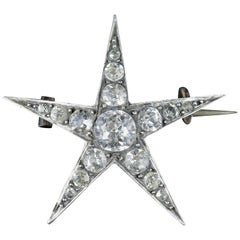 Victorian Paste Silver Five Point Star Brooch, circa 1900