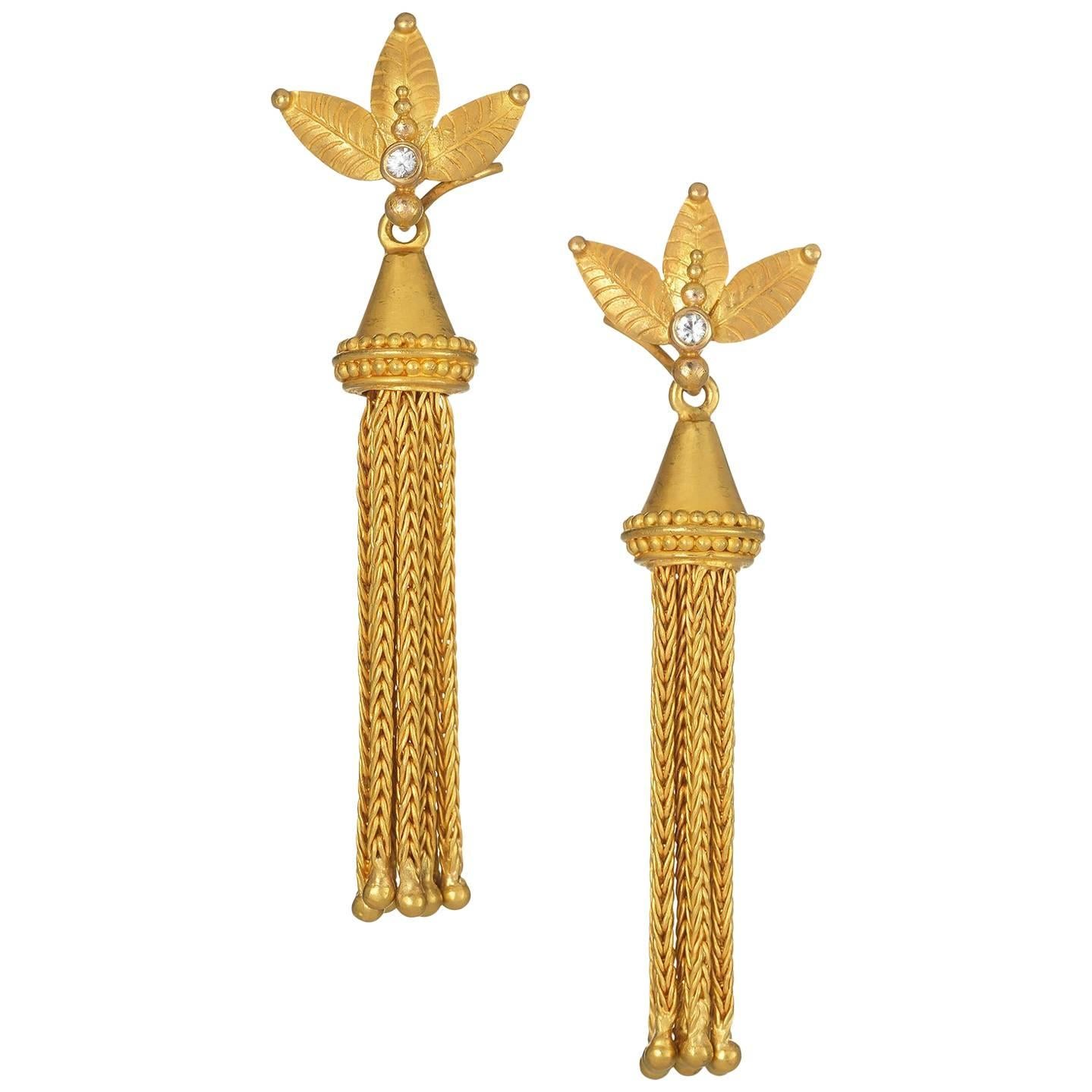 Carolyn Tyler Yellow Gold Tassel Earrings