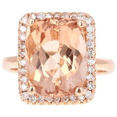 7.86 Carat Morganite Diamond Rose Gold Ring