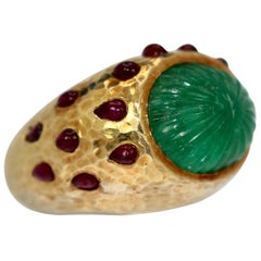 David Webb Anello con bombe di rubino e smeraldo