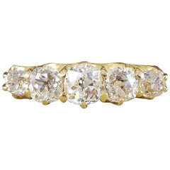 Antique Edwardian Five-Stone Diamond 18 Carat Gold Ring
