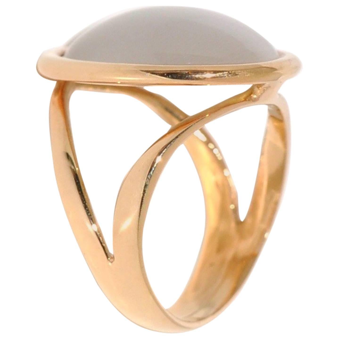 Grey Quartz and Rose Gold 18 Carat Dome Ring