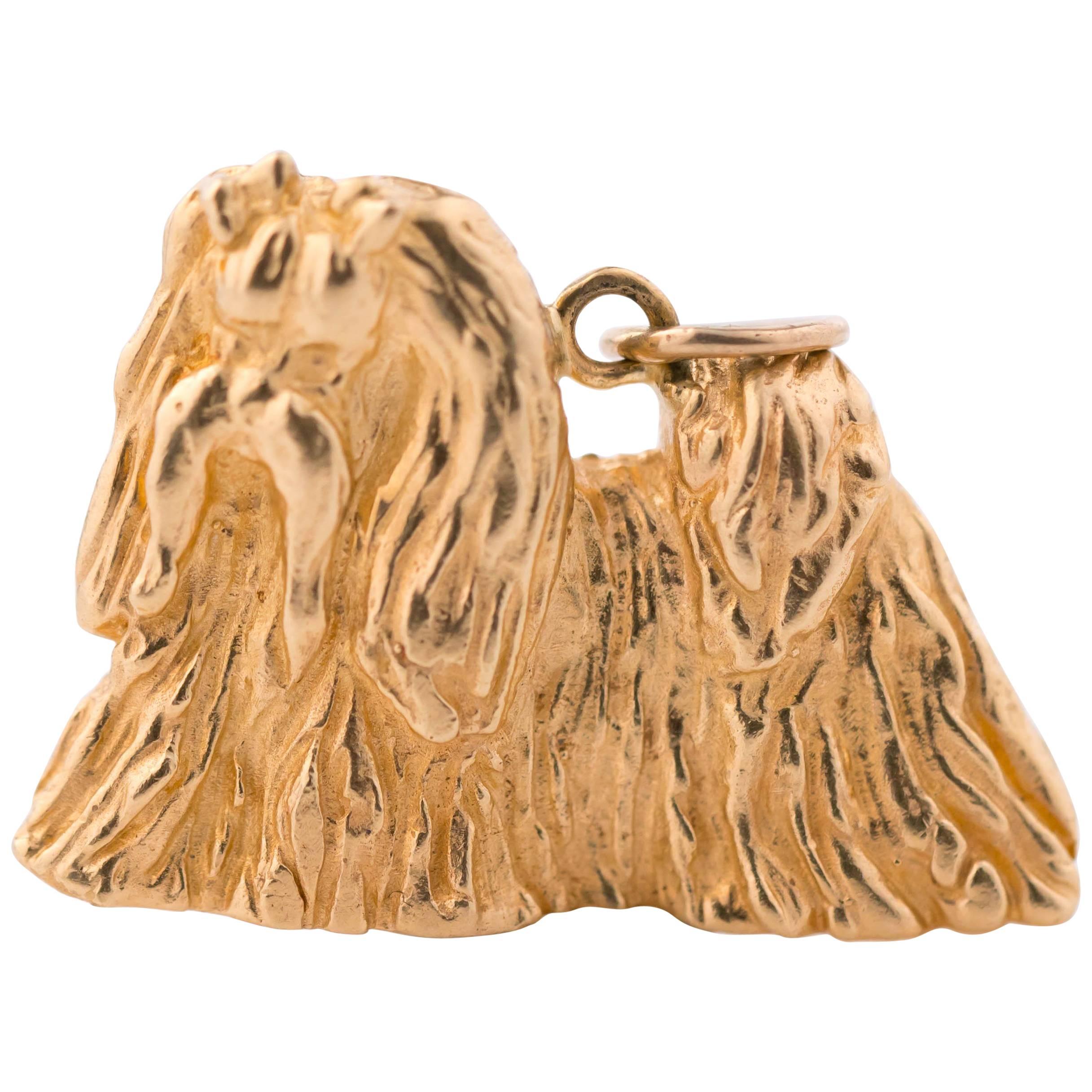1980s 14 Karat Gold Dog Charm Pendant