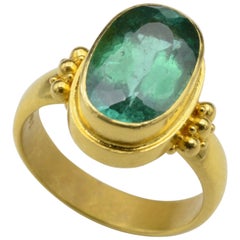 Green Tourmaline Oval in Yellow Gold 18 Karat Plated 22 Karat