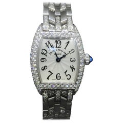 Franck Muller Ladies White Gold Diamond Cintree Curvex Bracelet  Wristwatch