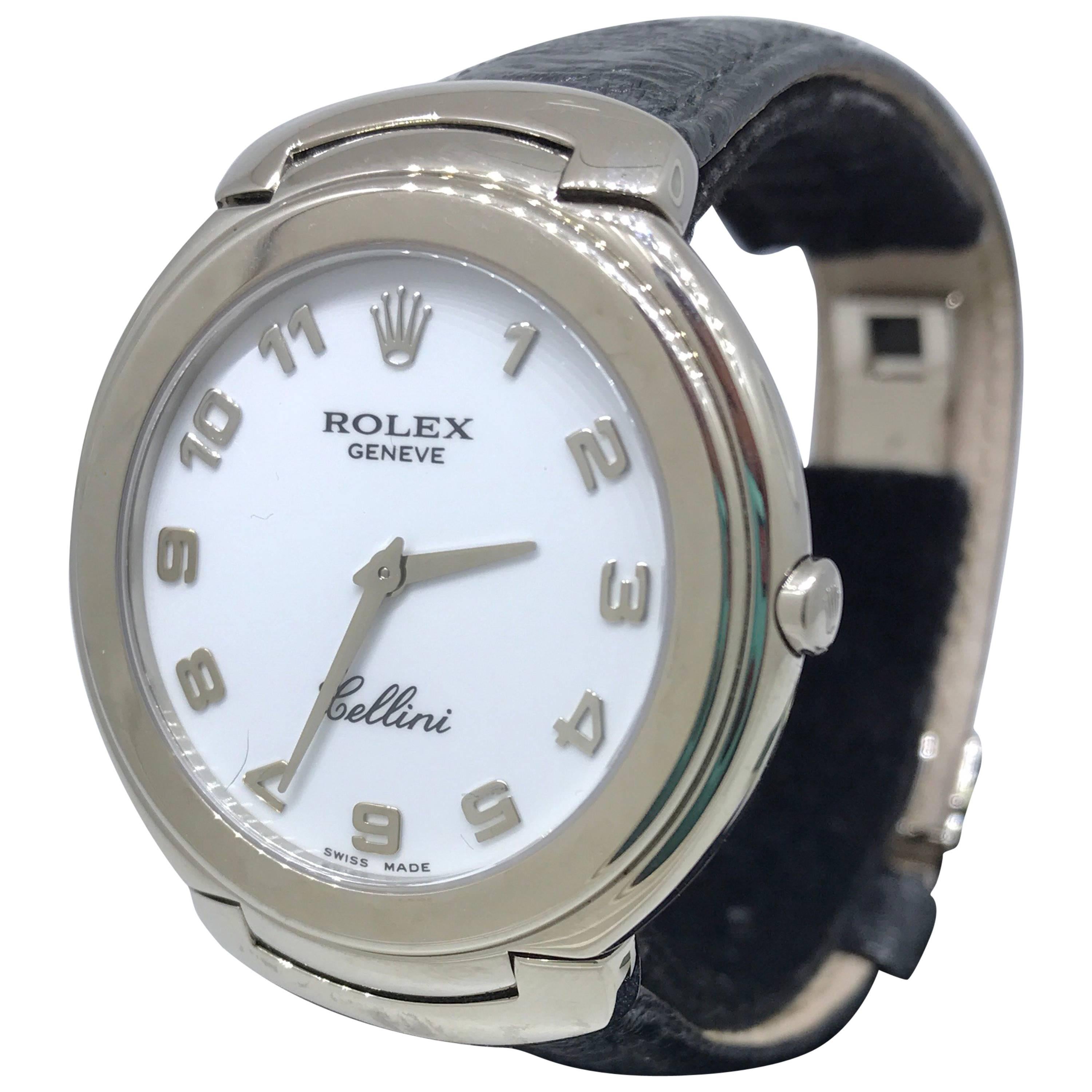 Rolex White Gold Cellini White Dial Quartz Wristwatch Ref 6623/9