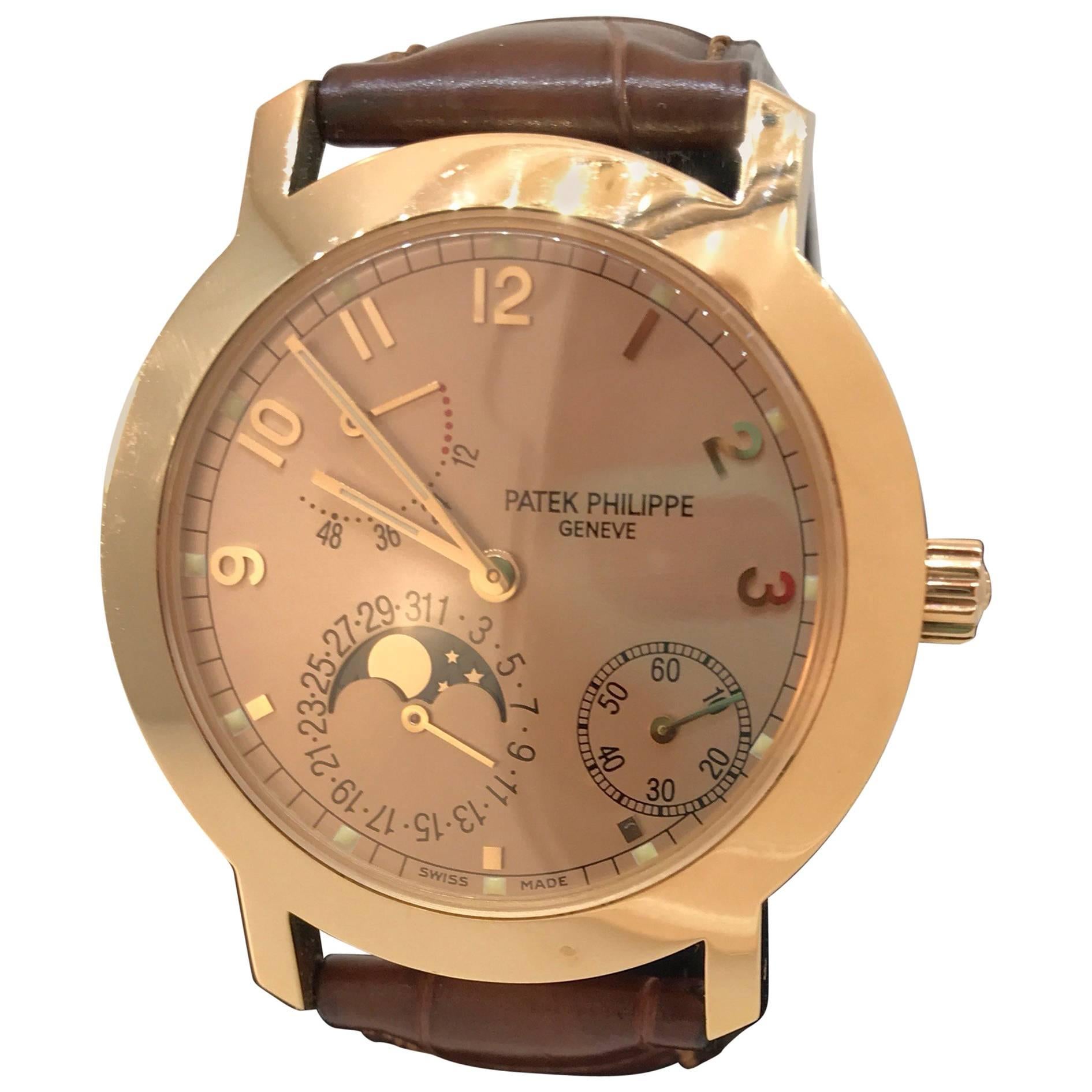 Patek Philippe Rose Gold Calatrava Moonphase Complication Automatic Wristwatch