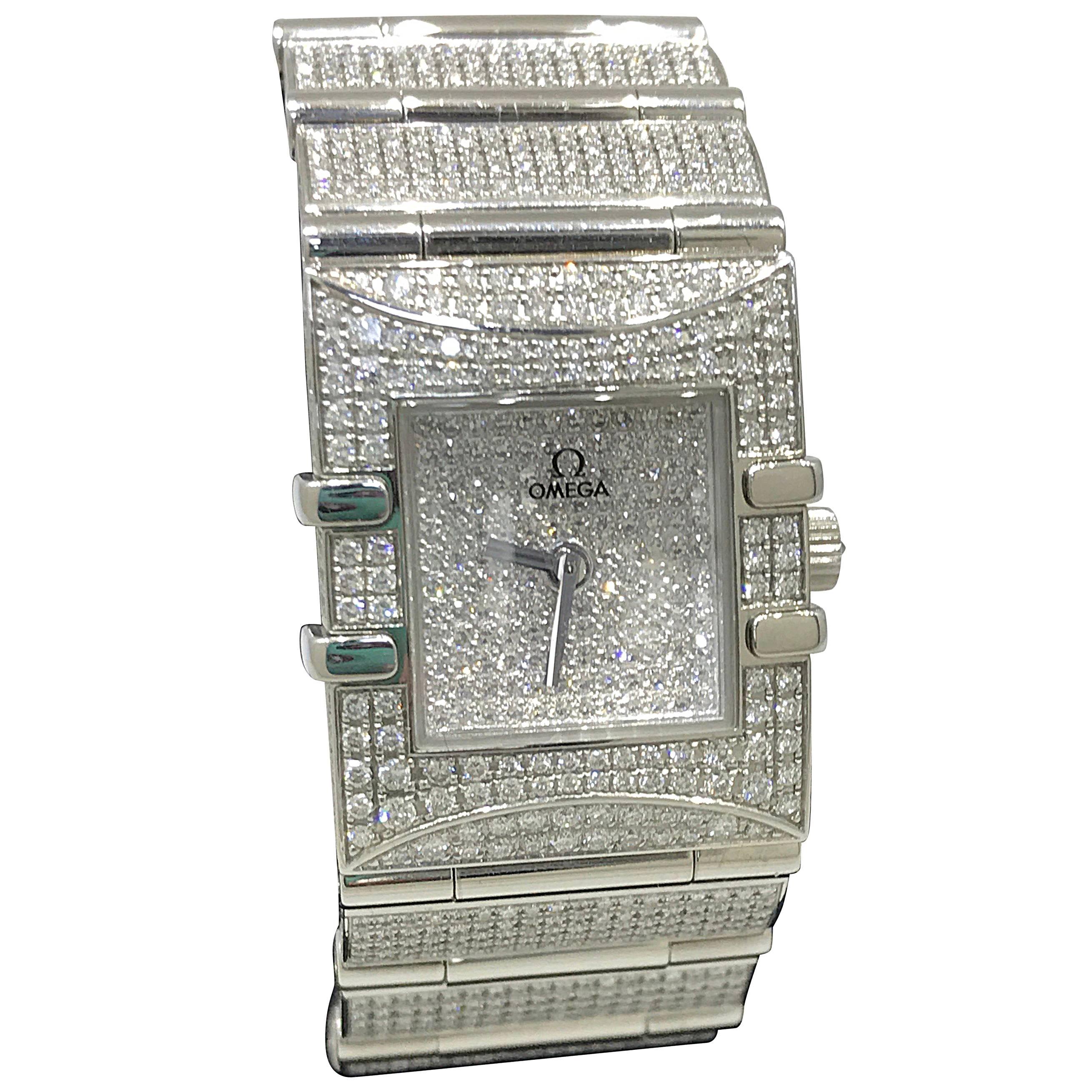 Omega Ladies Stainless Steel Diamond Constellation Squadra Ltd Ed Wristwatch  For Sale