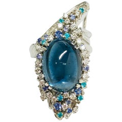 Matsuzaki Indigo Tourmaline Tanzanite Paraiba Diamond Forefinger Platinum Ring