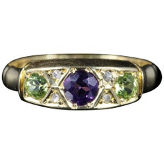 Antique Suffragette Ring Amethyst Peridot Diamond Dated 1902