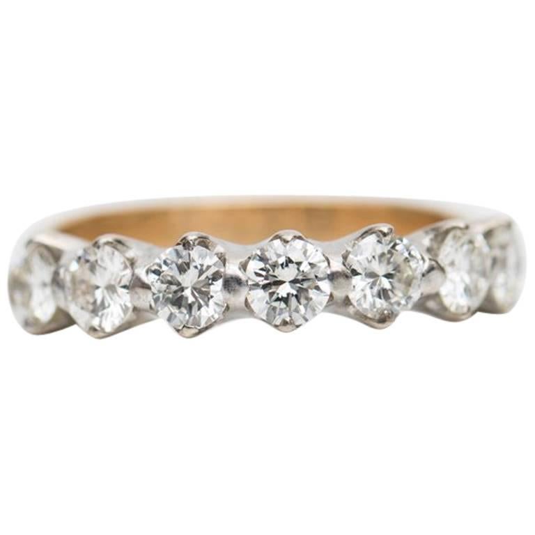 1950s 1.61 Carat Diamond Seven-Stone Wedding Band Ring