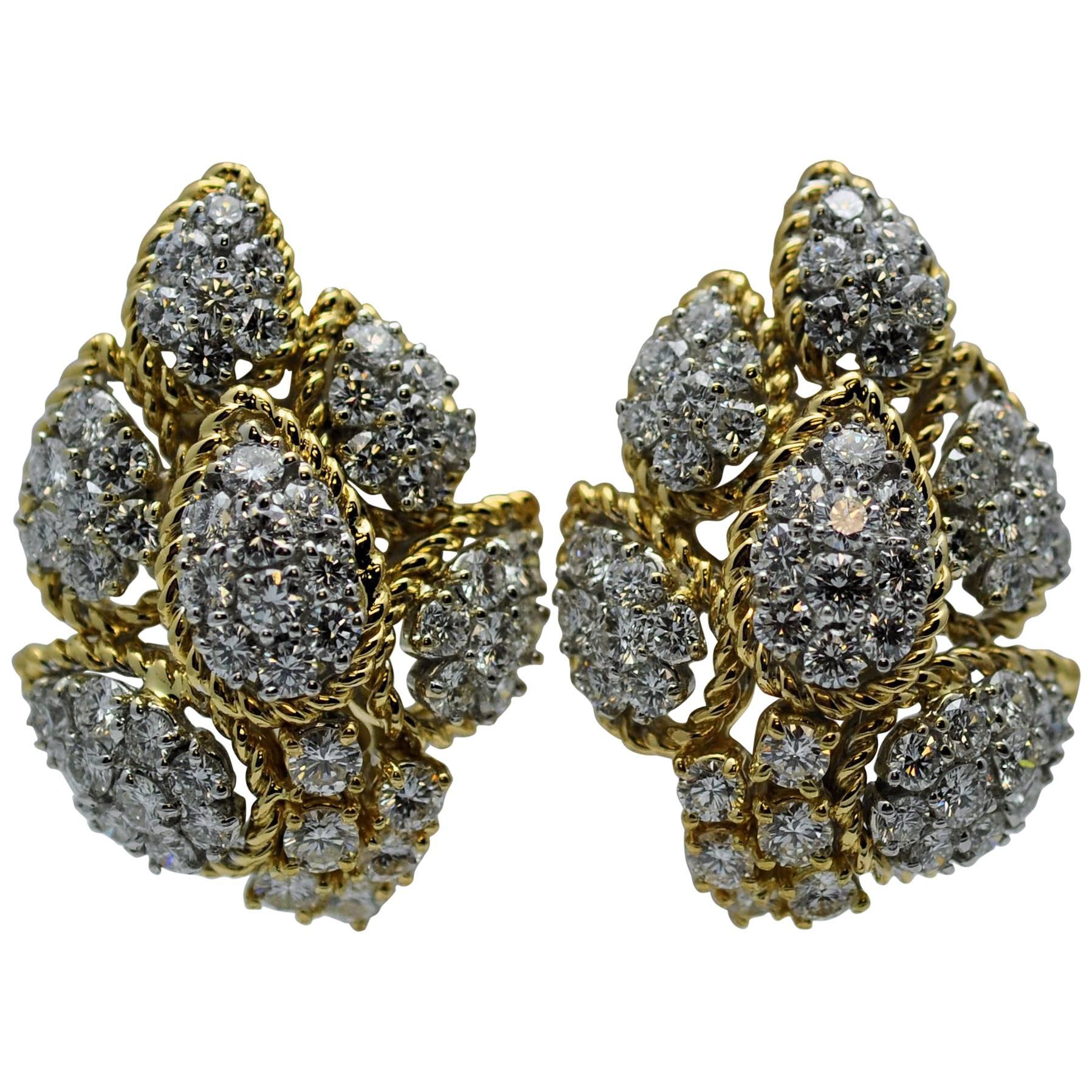Craig Drake Gold and Diamond Earrings For Sale