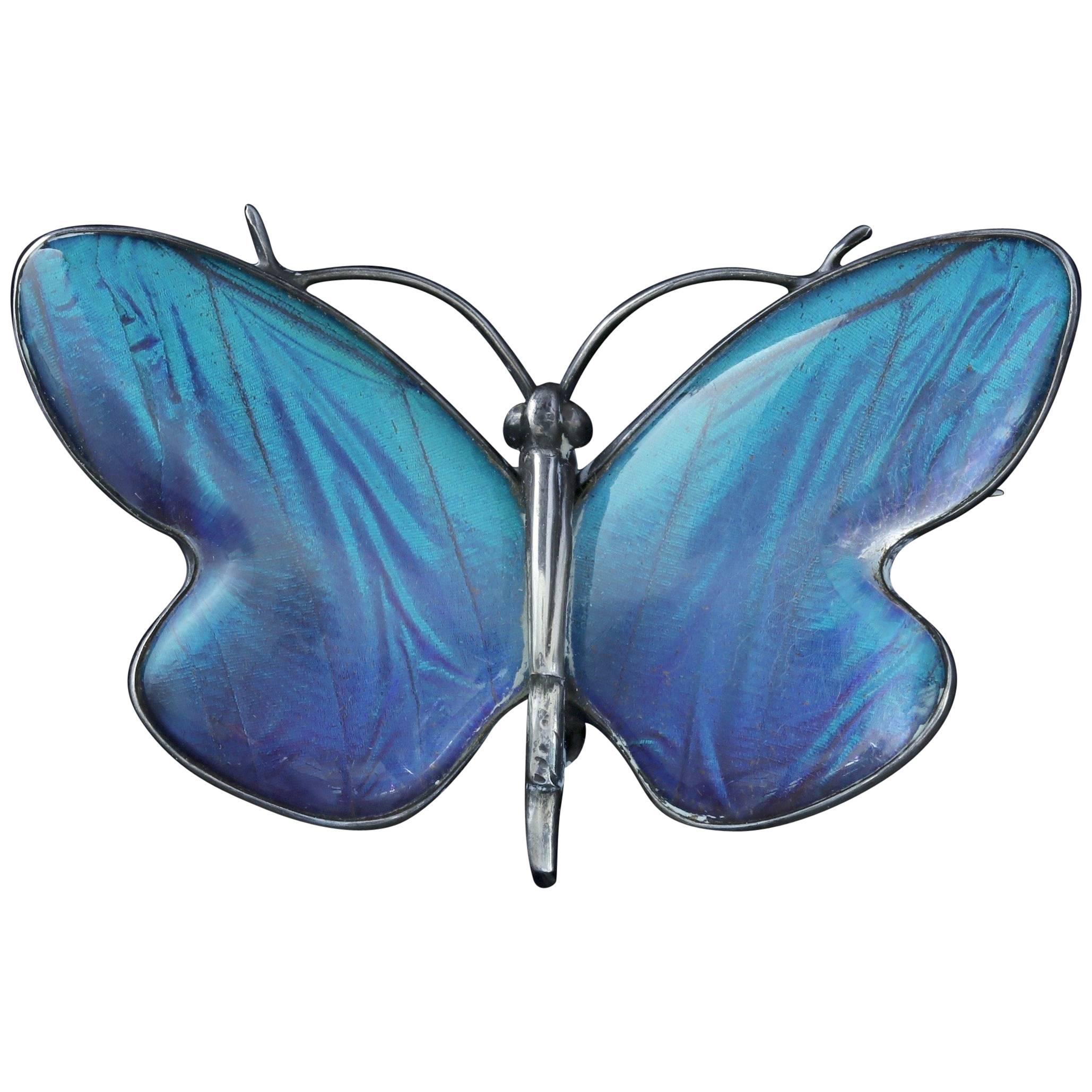 Antique Victorian Butterfly Winged Silver Butterfly Brooch, circa 1900