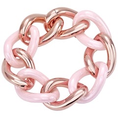 Pink Ceramic Groumette Bracelet 18 Karat Rose Gold