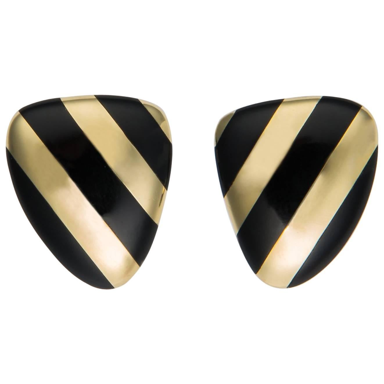 Tiffany & Co. Black Onyx and Gold Earrings