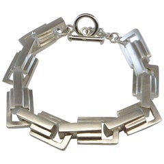 Emer Roberts Bold Weighty Silver Architectural Art Deco Links Bracelet