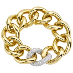 Bracelet classique Groumette en or jaune 18 carats et diamants blancs