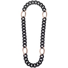 Wood Ebony Groumette Necklace 18 Karat Rose Gold