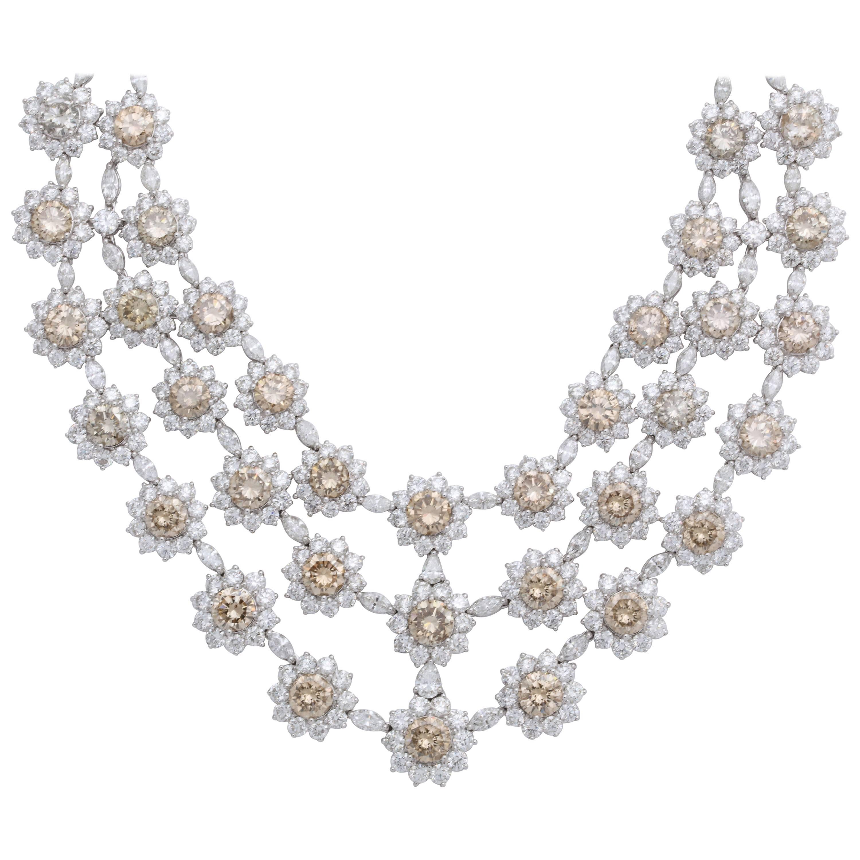 White Gold Diamond Bib Necklace For Sale
