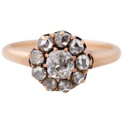 Antique 1850s 0.50 Carat Diamond and 14 Karat Rose Gold Engagement Ring