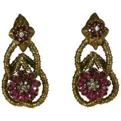 Elegant Ruby and Diamond Earrings