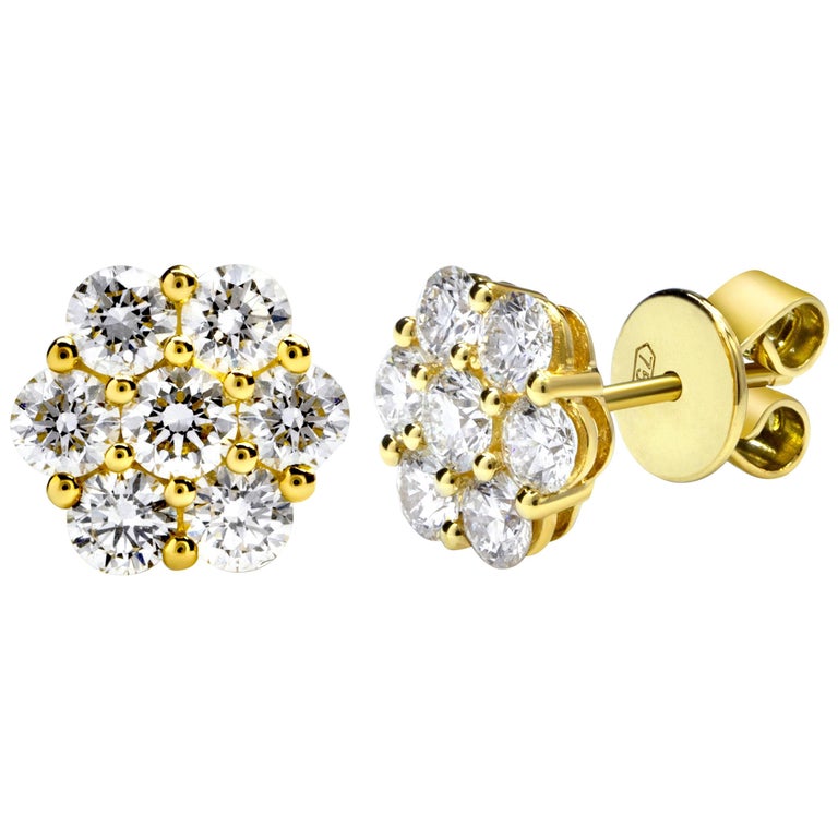 Classic Diamond Cocktail Cluster Earrings at 1stdibs