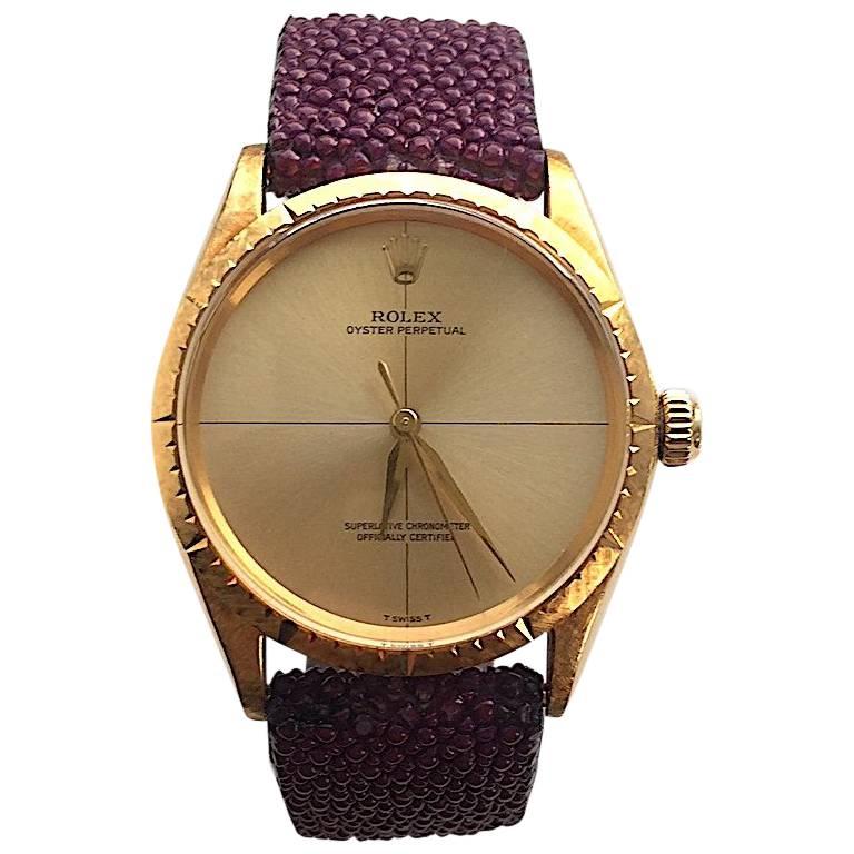 Rolex Yellow Gold Oyster Perpetual Zephyr Automatic Wristwatch, 1960s For Sale