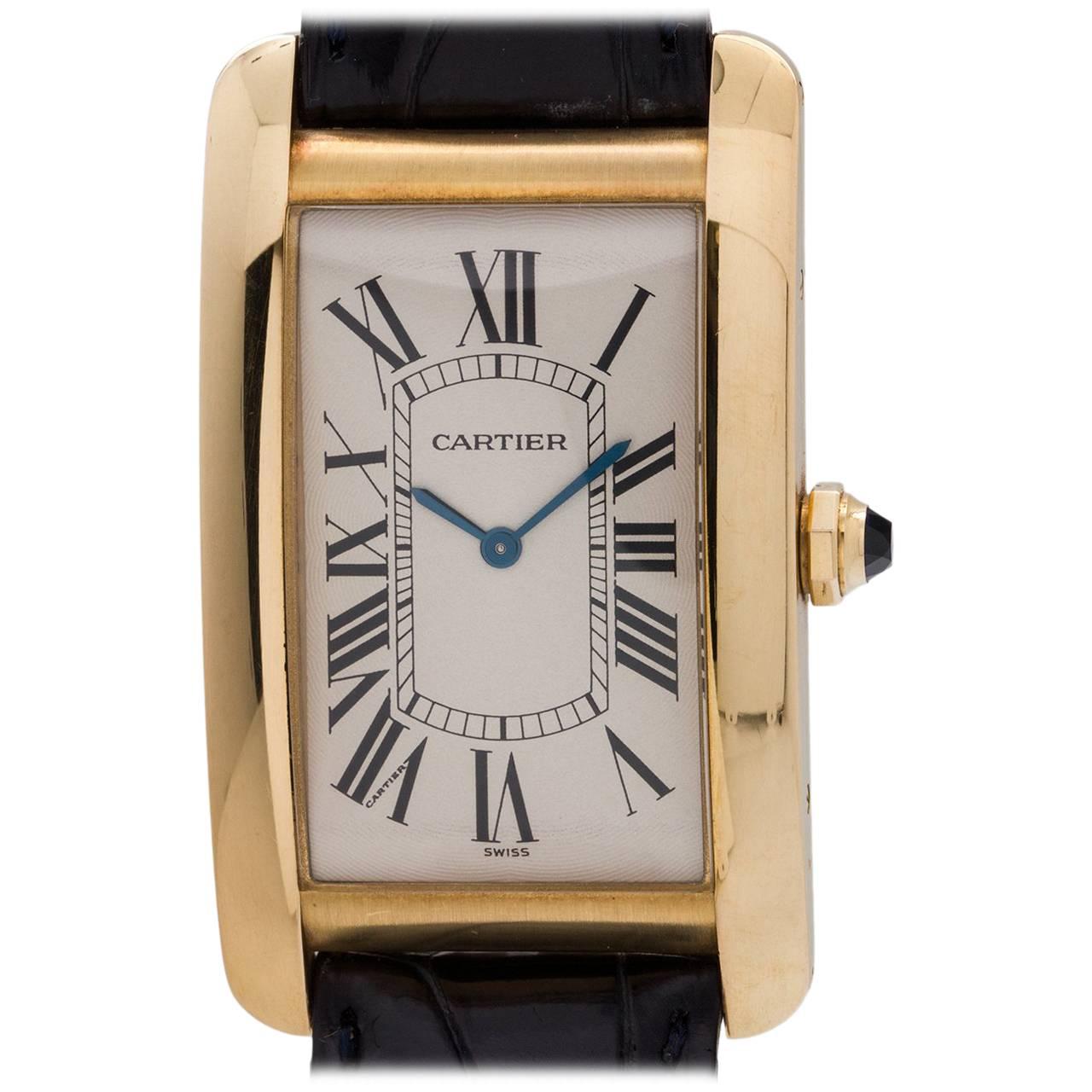 Cartier yellow gold Tank American Extra Large manual wristwatch, circa 1990s