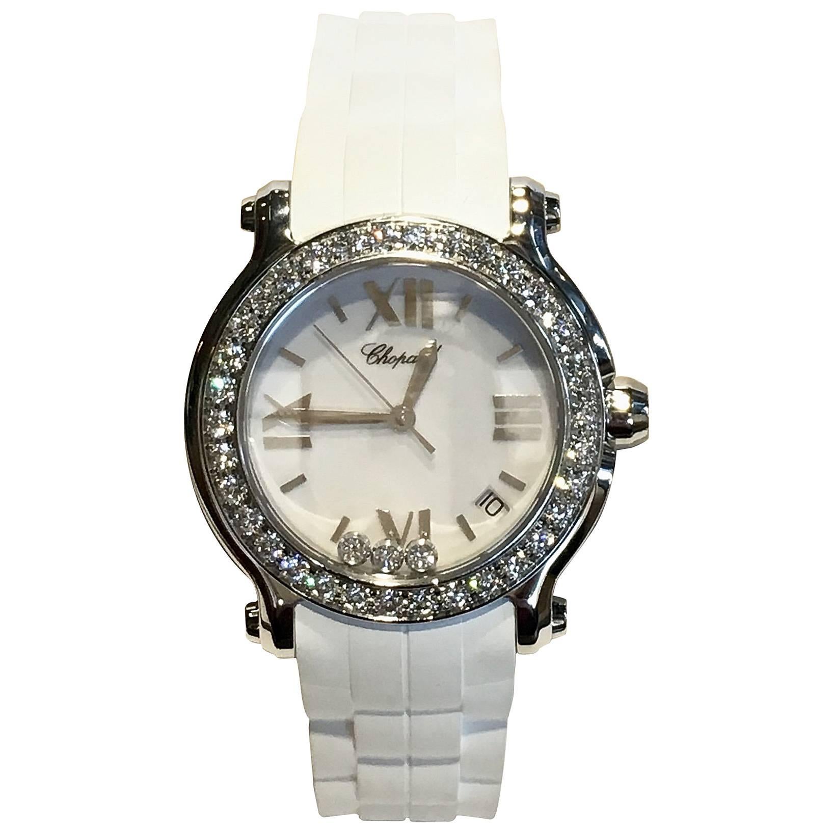 Chopard Ladies Stainless Steel Quartz Happy Sport Wristwatch For Sale