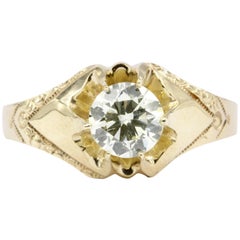 Victorian Gold 1.2 Carat Belcher Mount Old European Cut Diamond Ring