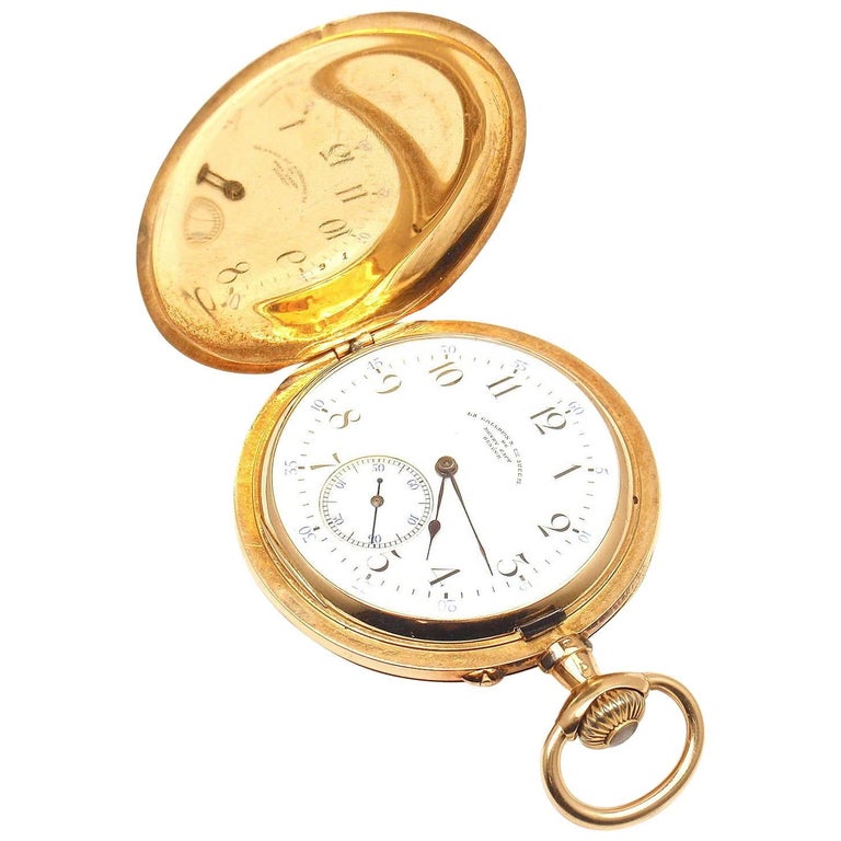 Henry Capt Yellow Gold Chronoautomatic Full Hunter Pocket Watch For