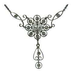 Antique Edwardian Diamond Pendant Necklace