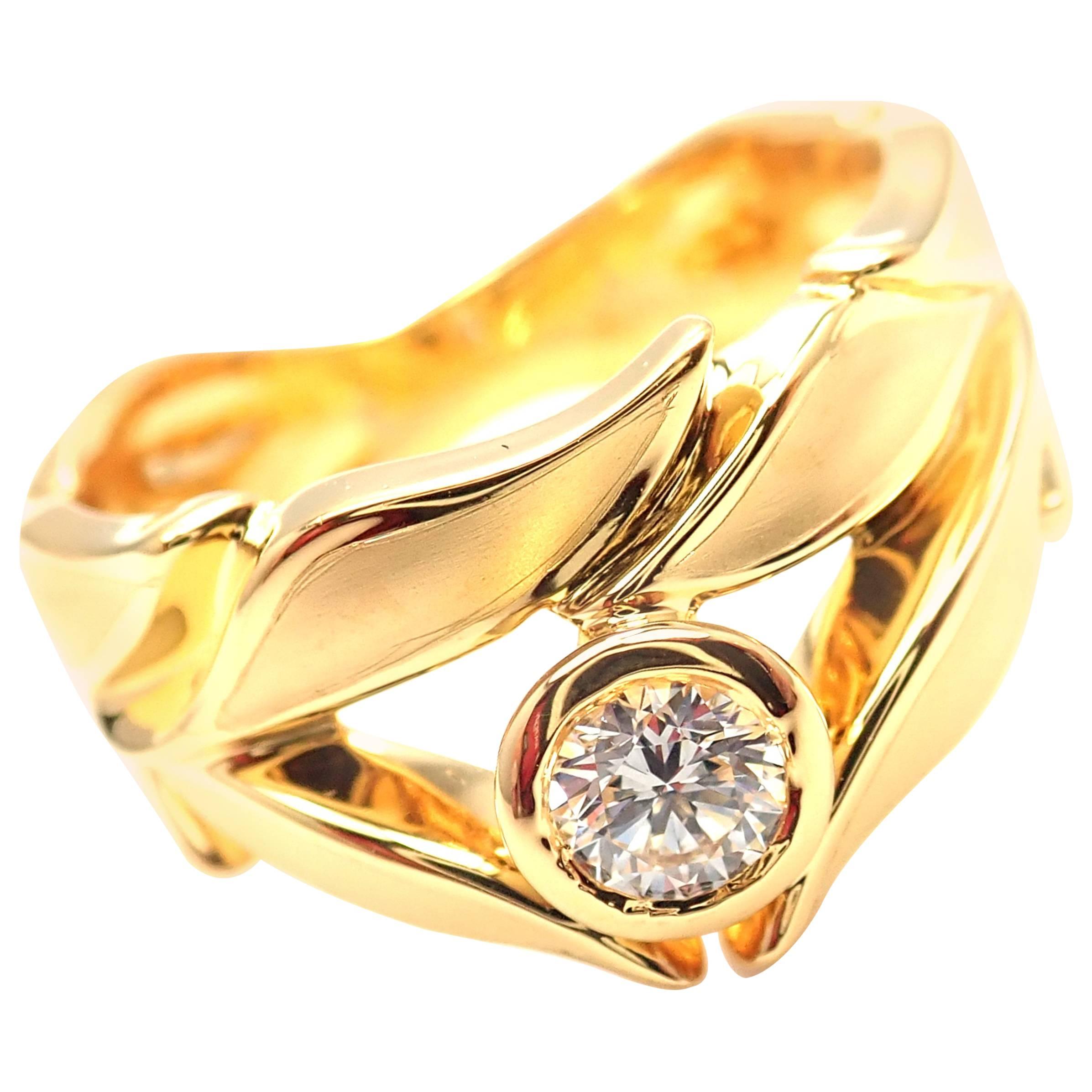Carrera Y Carrera Mi Princes Greco Roman Diamond Crown Yellow Gold Band Ring