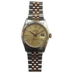 Vintage Rolex Steel and Gold Oyster Perpetual Datejust Watch with Box and Papers, 1980s