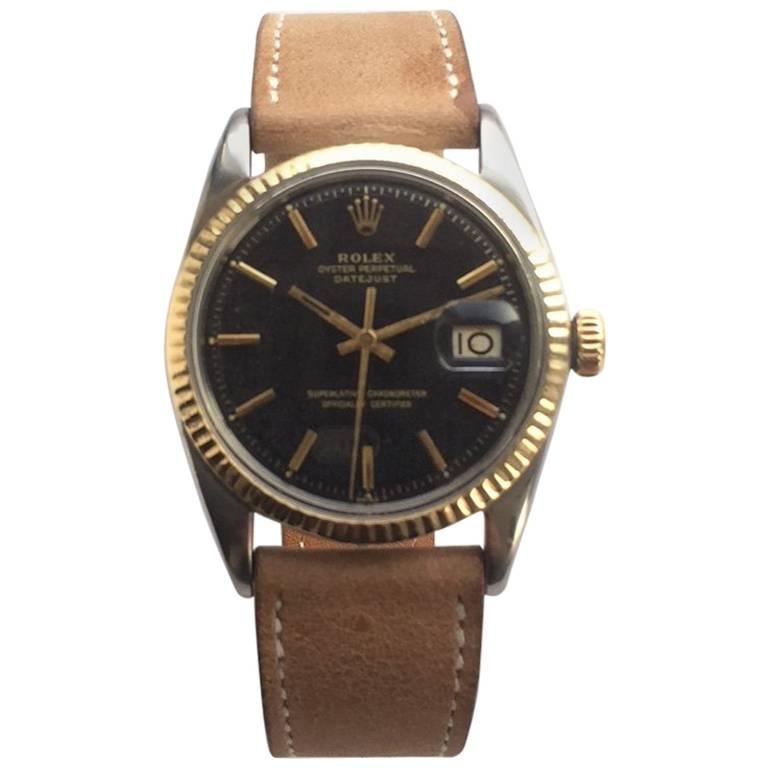 Rolex Steel and Gold Tropical Dial Datejust Automatic Watch, 1960s