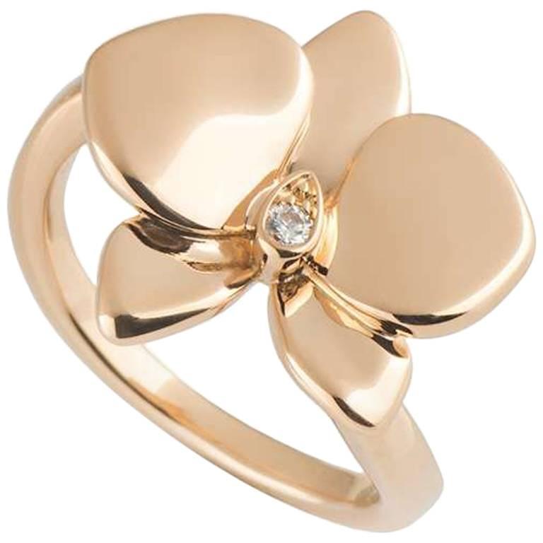 Cartier Rose Gold Diamond D' Orchidees Ring at 1stDibs | cartier caresse d' orchidees ring