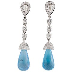 Diamond and Topaz Drop Earrings Diamond and Topaz Drop Earrings