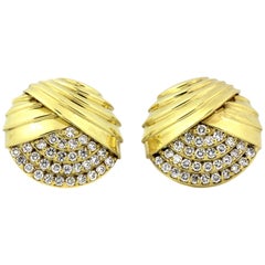Yellow Gold and Diamond Earrings