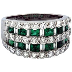Emerald Diamond Gold Band Ring
