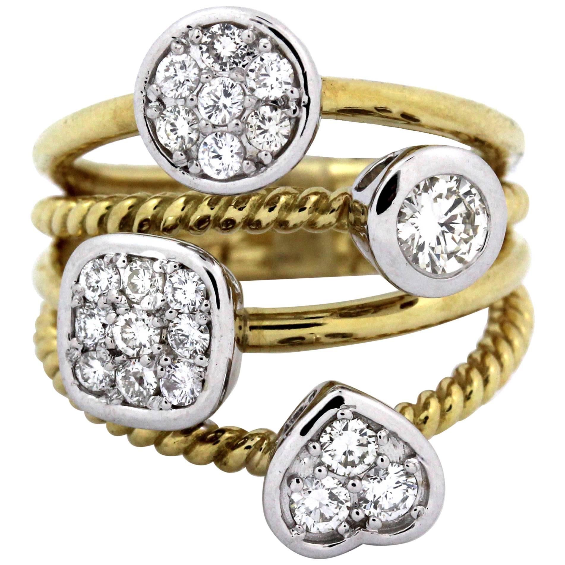 Yellow and White Gold Multi-Shape Diamond Ring