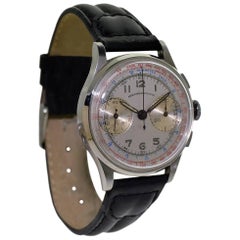 Montre-bracelet manuelle chronographe en acier inoxydable Abercrombie and Fitch:: années 1940
