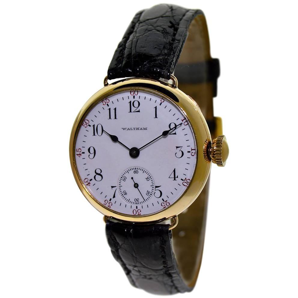 Waltham Yellow Gold Filled Campaign Style Manual Watch, circa 1908 