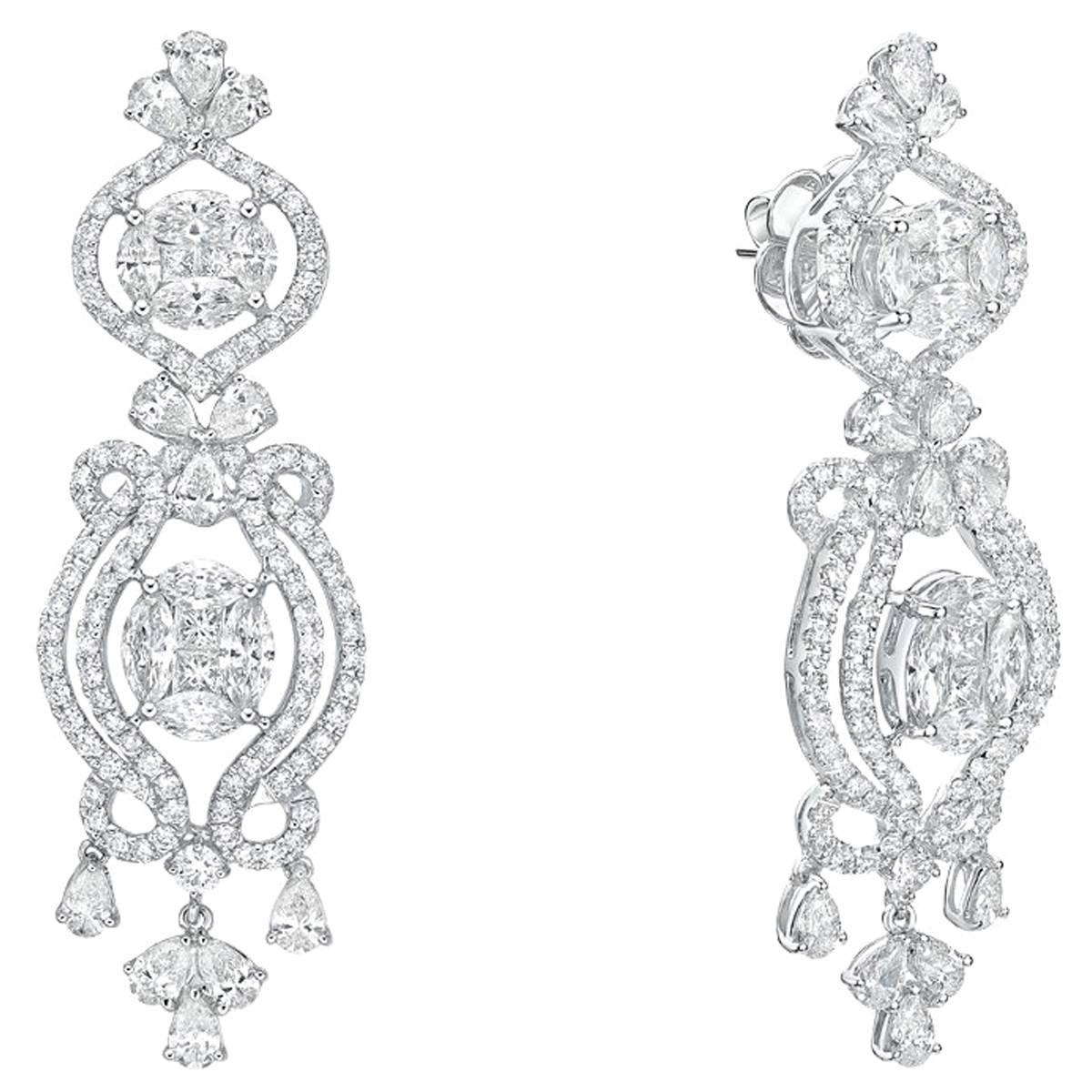 Gilin 18K White Gold Diamond Earrings