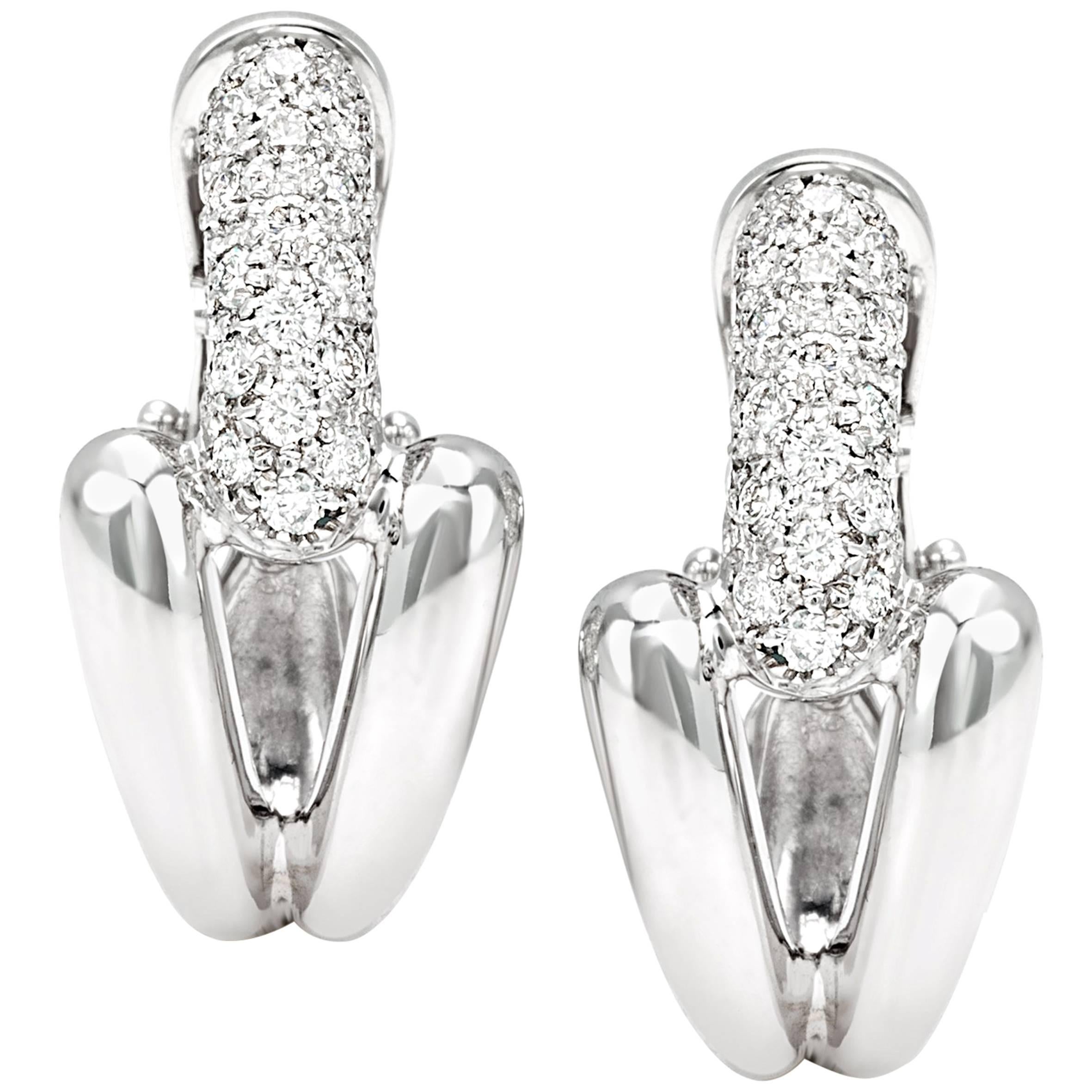 Roberta Collection Pair of Earrings 18 Karat White Gold and Diamonds For Sale