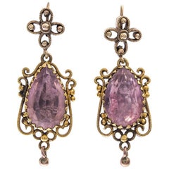 Regency 15 Carat Gold Foil Back Rock Crystal Earrings