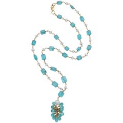Apatite Wrapped Tassle Necklace