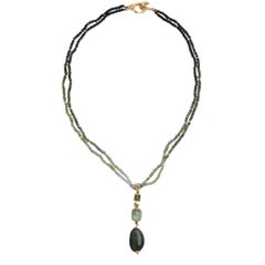 Green Tourmaline Bead and Cabochon Necklace